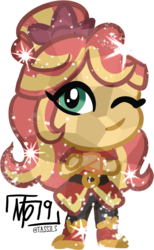 Size: 752x1219 | Tagged: safe, artist:tassji-s, sunset shimmer, human, equestria girls, g4, chibi, crystallized, female, one eye closed, simple background, solo, transparent background, wink