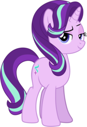 Size: 5815x8431 | Tagged: safe, artist:famousmari5, gameloft, starlight glimmer, pony, unicorn, g4, absurd resolution, cutie mark, female, looking at you, mare, mobile game, raised eyebrow, simple background, smiling, smirk, smug, solo, transparent background, vector
