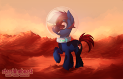 Size: 1024x663 | Tagged: safe, artist:starshinebeast, oc, oc only, earth pony, pony, helmet, mars, solo