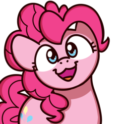 Size: 1000x1000 | Tagged: safe, artist:sugar morning, part of a set, pinkie pie, earth pony, pony, g4, :3, bust, cute, diapinkes, female, looking at you, mare, open mouth, part of a series, simple background, smiling, solo, sugar morning's smiling ponies, transparent background