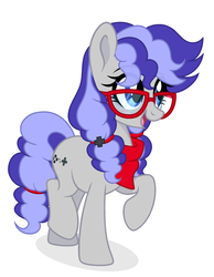 Size: 2076x2678 | Tagged: safe, artist:mint-light, artist:rioshi, artist:starshade, oc, oc only, oc:cinnabyte, earth pony, pony, bandana, blushing, female, glasses, high res, mare, pigtails, simple background, solo, white background