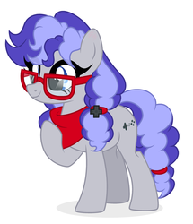 Size: 2617x3037 | Tagged: safe, artist:mint-light, artist:rioshi, artist:starshade, oc, oc only, oc:cinnabyte, earth pony, pony, bandana, female, glasses, high res, mare, pigtails, simple background, solo, white background