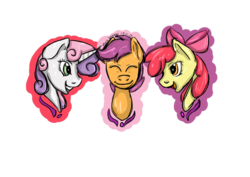 Size: 1024x724 | Tagged: safe, artist:aurasinchaser, apple bloom, scootaloo, sweetie belle, earth pony, pony, g4, bust, cutie mark crusaders, portrait, simple background, transparent background