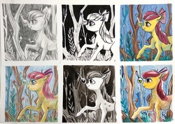 Size: 1200x850 | Tagged: safe, artist:weird--fish, apple bloom, earth pony, pony, g4, female, forest, inktober, solo