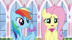 Size: 1920x1080 | Tagged: safe, screencap, fluttershy, rainbow dash, pony, g4, the ending of the end, donut, food, wing hands, wings