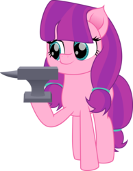 Size: 2326x3000 | Tagged: safe, artist:onil innarin, lily longsocks, earth pony, pony, g4, adorasocks, anvil, background pony, cute, female, high res, lilydorable, mare, older, simple background, solo, strong, stronk, transparent background, vector
