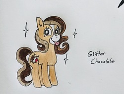 Size: 1467x1112 | Tagged: safe, artist:littlemissyxdl, oc, oc only, oc:glitter chocolate, earth pony, pony, :p, female, mare, solo, tongue out, traditional art