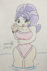 Size: 1535x2300 | Tagged: safe, artist:gamerblitz77, cookie crumbles, human, g4, female, humanized, milf, solo, traditional art