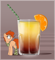 Size: 2903x3171 | Tagged: safe, artist:rexyseven, oc, oc only, oc:rusty gears, earth pony, pony, clothes, cocktail, drink, drinking straw, female, glass, high res, mare, micro, scarf, sock, socks, solo, straw, striped socks