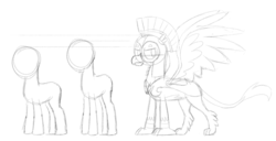 Size: 1073x550 | Tagged: safe, artist:noidavaliable, gallus, griffon, g4, the last problem, male, redesign, royal guard, royal guard gallus, sketch, solo