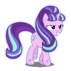 Size: 1024x1037 | Tagged: safe, artist:tigerbeetle, starlight glimmer, pony, g4, female, lightly watermarked, rainbow power, simple background, solo, transparent background, watermark
