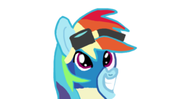 Size: 1280x720 | Tagged: safe, editor:dreamy orange, rainbow dash, pony, g4, clothes, female, happy birthday mlp:fim, mlp fim's ninth anniversary, scene interpretation, solo, uniform, wonderbolts uniform