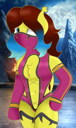 Size: 1692x2819 | Tagged: safe, artist:spk, oc, oc only, pony, semi-anthro, arm hooves, clothes, cosplay, costume, mileena, mortal kombat, solo