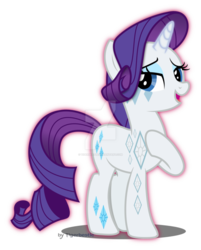 Size: 802x996 | Tagged: safe, artist:tigerbeetle, rarity, pony, bedroom eyes, cutie mark, cutie mark magic, diamond, diamonds, element of generosity, female, glowing, glowing body, glowing horn, horn, lightly watermarked, pointing at self, proud, simple background, solo, transparent background, watermark