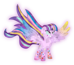 Size: 952x839 | Tagged: safe, artist:kimberlythehedgie, applejack, fluttershy, pinkie pie, rainbow dash, rarity, spike, starlight glimmer, twilight sparkle, alicorn, crystal alicorn, crystal pony, pony, g4, alicornified, angry, appleflaritwidashpie, battle pose, battle stance, colored wings, combination, combined magic, context is for the weak, crystal, crystallized, cutie mark magic, female, floppy ears, furious, fusion, glowing, glowing body, glowing cutie mark, gradient hooves, gradient wings, infuriated, mane seven, mane six, multicolored wings, multiple cutie marks, powerful, princess, princessified, race swap, rainbow power, rainbow power-ified, ready to fight, scar, simple background, solo, starlicorn, starlight glimmer is overpowered, this isn't even my final form, transparent background, wat, wings, xk-class end-of-the-world scenario