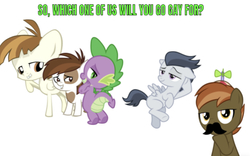 Size: 1204x750 | Tagged: safe, artist:cloudy glow, artist:lightningbolt, artist:sollace, artist:strachattack, edit, editor:undeadponysoldier, button mash, featherweight, pipsqueak, rumble, spike, dragon, earth pony, pegasus, pony, g4, bedroom eyes, butt, caption, colt, dragonbutt, facial hair, image macro, implied gay, male, moustache, show accurate, simple background, stupid sexy button, stupid sexy featherweight, stupid sexy pipsqueak, stupid sexy rumble, stupid sexy spike, talking to viewer, text, white background