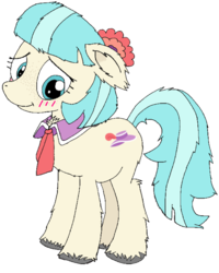 Size: 818x1024 | Tagged: safe, artist:danksailor, coco pommel, earth pony, pony, g4, blushing, chest fluff, cocobetes, cute, female, floppy ears, fluffy, simple background, solo, unshorn fetlocks, white background