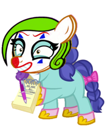 Size: 744x890 | Tagged: safe, edit, scribble pad, pony, g4, cadance mask, clown, hoof hold, hoof shoes, joker (2019), mask, notepad, pen, simple background, the joker, transparent background