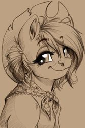 Size: 1920x2880 | Tagged: safe, artist:faline-art, applejack, earth pony, pony, g4, the last problem, female, mare, monochrome, older, solo