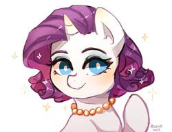 Size: 1814x1400 | Tagged: safe, artist:riukime, rarity, pony, unicorn, g4, digital art, female, jewelry, mare, necklace, pearl necklace, simple background, solo, white background