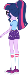 Size: 2021x5404 | Tagged: safe, artist:marcorulezzz, sci-twi, twilight sparkle, equestria girls, g4, my little pony equestria girls: legend of everfree, ass, away from viewer, butt, clothes, converse, female, high res, legs, sci-twibutt, shirt, shoes, shorts, simple background, sneakers, socks, solo, t-shirt, transparent background, twibutt, vector