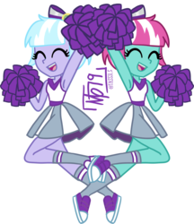 Size: 1342x1554 | Tagged: safe, artist:tassji-s, lilac sky, spring step, sunlight spring, human, equestria girls, g4, rainbow falls, armpits, cheerleader, converse, equestria girls-ified, female, shoes, siblings, simple background, sisters, transparent background