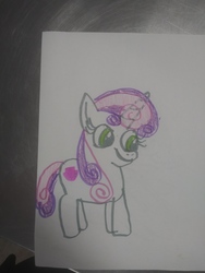 Size: 4160x3120 | Tagged: safe, sweetie belle, pony, unicorn, g4, drawing, female, marker drawing, paper, solo, traditional art