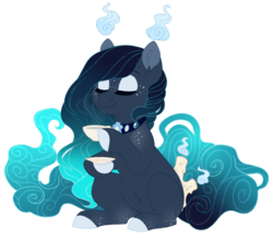 Size: 1024x896 | Tagged: safe, artist:azure-art-wave, oc, oc only, oc:upcoming rain, original species, pony, scented pony, cup, female, mare, simple background, solo, teacup, transparent background