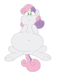 Size: 1448x1859 | Tagged: safe, artist:anonopony, edit, sweetie belle, pony, unicorn, g4, belly, belly button, big belly, bloated, chubbie belle, cropped, fat, female, filly, sweetie belly, underhoof