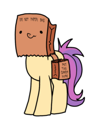 Size: 610x800 | Tagged: safe, artist:paperbagpony, oc, oc only, oc:paper bag, earth pony, pony, clothes, costume, female, halloween, halloween costume, paper bag, simple background, white background