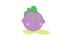 Size: 504x360 | Tagged: safe, artist:undeadponysoldier, spike, puffball, g4, blushing, cute, kirby, kirby (series), kirby spike, kirbyfied, male, smiling, solo, spikabetes