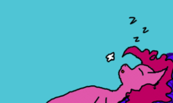 Size: 400x240 | Tagged: source needed, safe, artist:stardust breaker, gummy, pinkie pie, alligator, earth pony, pony, reptile, g4, animated, cake, dream, eating, food, gummy the deep thinker, mlp fim's ninth anniversary, pinkie being pinkie, sleeping