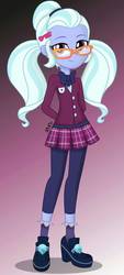 Size: 562x1244 | Tagged: safe, artist:diilaycc, sugarcoat, equestria girls, g4, my little pony equestria girls: friendship games, clothes, crystal prep academy uniform, cute, female, glasses, hands behind back, leggings, looking at you, pigtails, plaid skirt, pleated skirt, school uniform, skirt, smiling, solo, sugarcute, twintails
