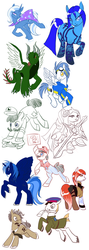 Size: 900x2532 | Tagged: safe, artist:thiefofcookies, trixie, earth pony, pegasus, pony, unicorn, g4, cap, clothes, cortana, glasses, hat, hatchet, holster, hoodie, leon trotsky, male, mario, mouth hold, necktie, ponified