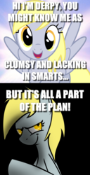 Size: 487x948 | Tagged: safe, derpy hooves, g4, caption, image macro, menacing, scheming, text