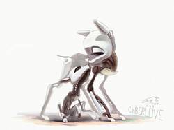 Size: 1024x768 | Tagged: safe, artist:louislithium, oc, oc only, pony, robot, robot pony, cybernetic pony, duo