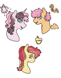 Size: 2000x2538 | Tagged: safe, artist:grateful-dead-raised, apple bloom, scootaloo, sweetie belle, earth pony, pegasus, pony, unicorn, g4, alternate design, braid, cutie mark, cutie mark crusaders, floating wings, high res, older, older apple bloom, older cmc, older scootaloo, older sweetie belle, redesign, simple background, the cmc's cutie marks, transparent background, wings
