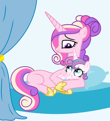 Size: 1232x1348 | Tagged: safe, artist:neighsay, princess cadance, princess flurry heart, alicorn, pony, g4, alternate hairstyle, baby, baby pony, female, missing accessory, missing cutie mark, mother and daughter
