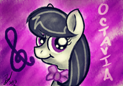 Size: 1000x700 | Tagged: safe, artist:vet2b, octavia melody, earth pony, pony, g4, bowtie, crayon drawing, cute, cutie mark, female, solo