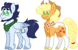 Size: 1709x1107 | Tagged: safe, artist:artistcoolpony, applejack, soarin', earth pony, pegasus, pony, g4, duo, ship:soarinjack, shipping, straight