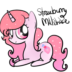 Size: 500x500 | Tagged: safe, artist:wisheslotus, oc, oc only, oc:strawberry milkshake, pony, unicorn, ethereal mane, female, horn, mare, prone, simple background, solo, starry mane, unicorn oc, white background