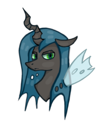 Size: 843x1041 | Tagged: safe, artist:hunterthewastelander, queen chrysalis, changeling, changeling queen, g4, bust, female, simple background, solo, white background