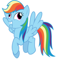 Size: 360x350 | Tagged: safe, artist:tigerbeetle, rainbow dash, pegasus, pony, g4, acting, bucktooth, chipped tooth, clothes, cosplay, costume, derp, female, funny, implied applejack, mare, not applejack, pretend, pretending, rainbow dash is best facemaker, rainbow derp, simple background, solo, transparent background