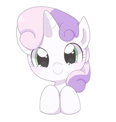 Size: 2404x2514 | Tagged: safe, artist:ginmaruxx, sweetie belle, pony, unicorn, g4, bust, cute, diasweetes, female, filly, high res, looking at you, pixiv, portrait, simple background, smiling, solo, white background