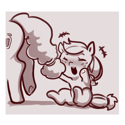 Size: 3000x3000 | Tagged: safe, artist:cold-blooded-twilight, applejack, pear butter, earth pony, pony, g4, 4chan, butt, comic, cute, drawthread, duo, female, filly, filly applejack, high res, jackabetes, monochrome, pear butt, plot, sketch, younger