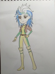 Size: 2448x3264 | Tagged: safe, artist:l0lm4tt, indigo zap, equestria girls, g4, clothes, cosplay, costume, fantasy class, female, high res, rogue (x-men), solo, traditional art, x-men
