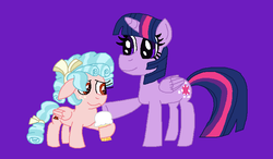 Size: 749x438 | Tagged: safe, artist:drypony198, cozy glow, twilight sparkle, alicorn, pegasus, pony, g4, a better ending for cozy, bow, cozybetes, cozylove, cute, female, filly, food, hair bow, ice cream, mama twilight, twilight sparkle (alicorn)