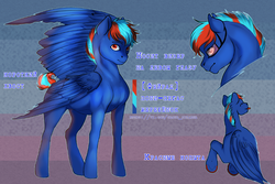 Size: 980x654 | Tagged: safe, artist:kitmurade, oc, oc:hellfire, pegasus, pony, blue fur, bust, colt, cyrillic, foal, future, male, red eyes, reference sheet, russian, science fiction, smiling, tongue out, visor, wings, young