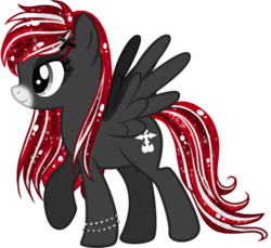 Size: 491x449 | Tagged: safe, artist:kingphantasya, oc, oc only, oc:midnight runner, pegasus, pony, bracelet, ethereal mane, jewelry, male, raised hoof, red and black oc, sigil, silver eyes, simple background, solo, starry mane, transparent background, two toned mane, two toned tail