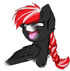 Size: 768x776 | Tagged: safe, artist:mondlichtkatze, oc, oc only, oc:midnight runner, pegasus, pony, :p, braid, male, silver eyes, simple background, solo, tongue out, transparent background, two toned mane
